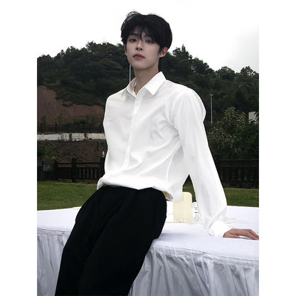 Men's 3D Patterned Slim-Fit Long Sleeve Shirt | Casual Button-Down